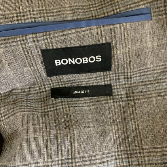 Bonobos Brown Plaid Wool Blend Blazer 36S Athletic Fit Two Button Sport Coat - Picture 3 of 6